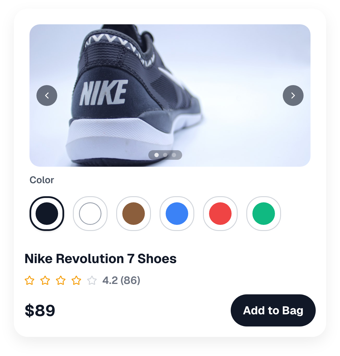 Compact mobile shoe product card
